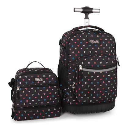 Tilami Rolling Backpack for Kids 19 inch with Lunch Bag Wheeled Laptop Backpack,Colors - color: Colors