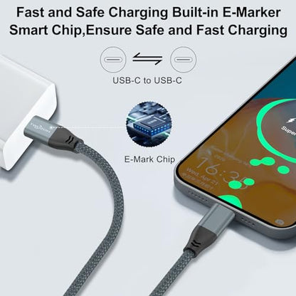 Twozoh USB C to USB C 3.2 Gen 2 Cable 20Gbps Data Transfer 100W PD Fast Charging 4K Video Output Monitor Cord (3.3FT, Grey) - size: 3.3FT, style: 1 Pack