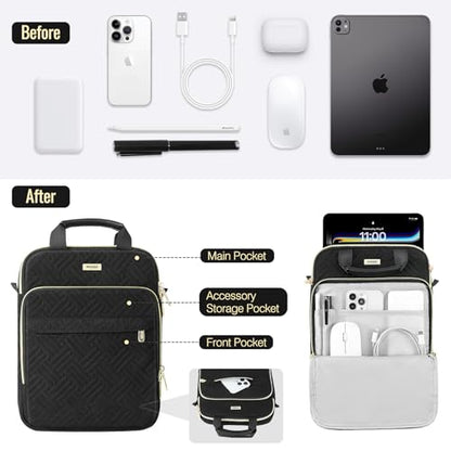 MoKo 13 Inch 360 Protection Puffy Tablet Sleeve Shoulder Bag with Handle | Fits iPad Air 13-inch M4, iPad Pro 13-inch M5, iPad Pro 12.9-inch M2/M1 and Galaxy Tab S8/S9 Plus 12.4-inch, Black - color: Black, size: 12.9 Inch