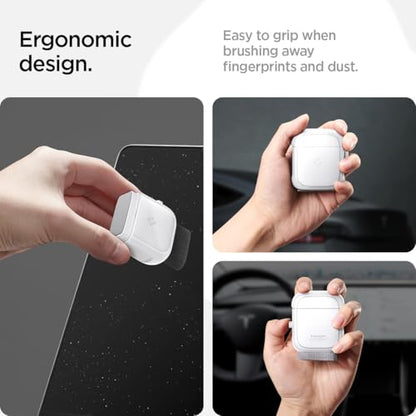 Spigen EZ Slide & Brush Screen Cleaner for Tesla Model Y 2025/26 (Juniper) & 3/Y/S/X/Cybertruck and Screens, Phones, Laptops, Tablets (Extra Microfiber Pad Included) [White] | Tesla Model Y 2025/26 (Juniper) & 3/Y/S/X/Cybertruck and Screens, Phones, Lapto