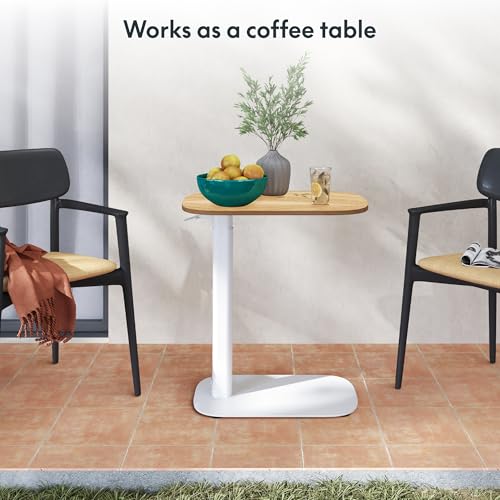 FLEXISPOT Adjustable C Table, Mobile Snack Side End Table Sofa Couch Bedside Table Laptop Cart TV Tray Night Stand Small Space Side Table(23.6" W x 13.8" D,Maple) - color: Maple, size: 24x14