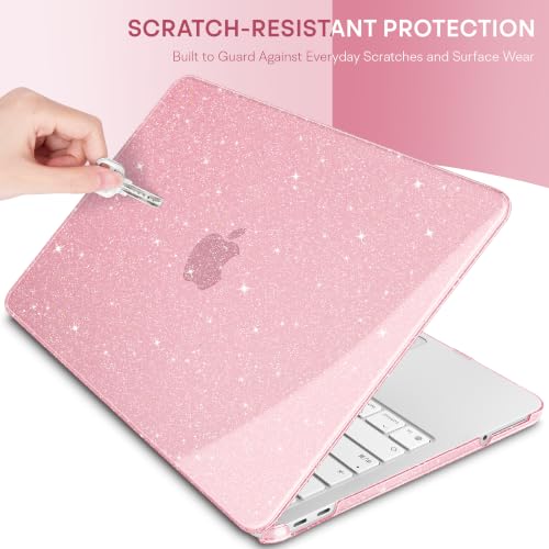 May Chen Compatible with MacBook Neo 13 inch Case 2026 Model A3404, Plastic Hard Shell,Keyboard Cover,Screen Protector,Dust Plug, for MacBook Neo 13" with A18 Pro Chip, Glitter Pink - color: Glitter Pink