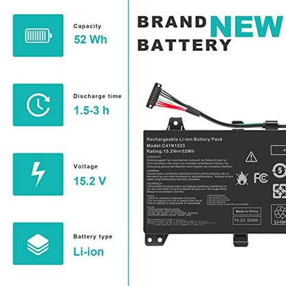 3450mAh 15.2V 52Wh C41N1533 Laptop Battery Compatible with Asus Q524U Q524UQ Q504UQ Q504UX Q524UQK Q524UQ-BBI7T14 Q524UQ-BHI7T15 ZenBook Flip UX560UQ UX560UX UX560UXK UX560UQK 4ICP3/63/120 - size: 8.03*2.63*0.31inch
