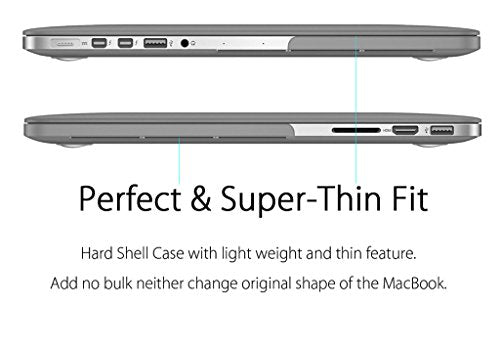 UESWILL Matte Hard Shell Case Cover Compatible with MacBook Pro (Retina, 13 inch, Early 2015/2014/2013/Late 2012), Model A1502/A1425, No CD-ROM, No USB-C, Gray - color: Gray, size: MacBook Pro 13" Retina A1502/A1425