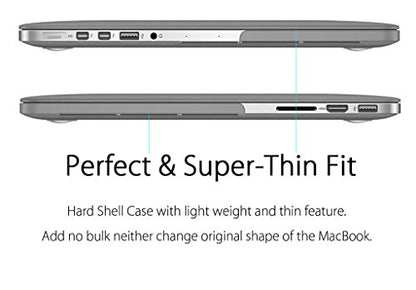 UESWILL Matte Hard Shell Case Cover Compatible with MacBook Pro (Retina, 13 inch, Early 2015/2014/2013/Late 2012), Model A1502/A1425, No CD-ROM, No USB-C, Gray - color: Gray, size: MacBook Pro 13" Retina A1502/A1425