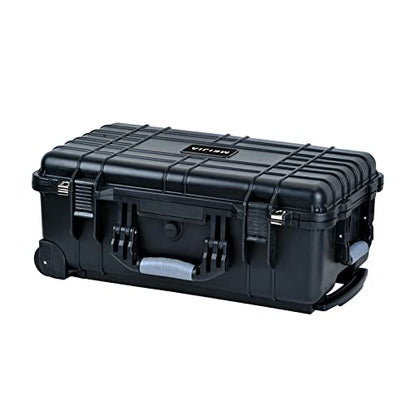 MEIJIA All Weather Rolling Waterproof Protective Case, Hard Camera Case,Dry Case with Retractable Pull Handle and Wheels,Foam Inserted, Elegant Black,22 x13.81x9inches - color: Black