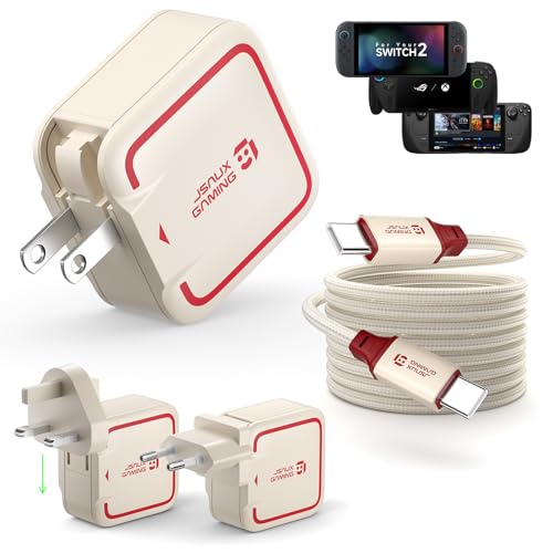 JSAUX 65W USB C Charger for Nintendo Switch 2, Powers in TV Mode, with EU/UK Plug & 6.6FT Cable, GaN PD Fast Charge for ROG Xbox Ally, Steam Deck, ROG Ally, iPhone 17, Galaxy, iPad, MacBook -Off White - color: Off-White