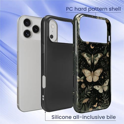 CARLOCA Case for iPhone 17 Pro Max,Gothic Dark Butterfly Design Hybrid Dual Protection Soft TPU Hard PC Shockproof Anti Scratch Men & Women Stylish Protective Phone Case - color: Gothic Dark Butterfly, size: iPhone 17 Pro Max