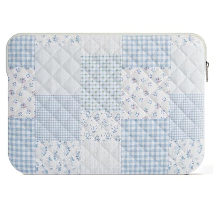 15.6 inch Cotton Quilted Laptop Sleeve for Women, Aesthetic Puffy Laptop Case Carrying Bag Compatible with MacBook 15.6, Soft Computer Liner Bag (Green Blue Pin, 15.6 inch) - color: Green Blue Pin, size: 15.6 inch
