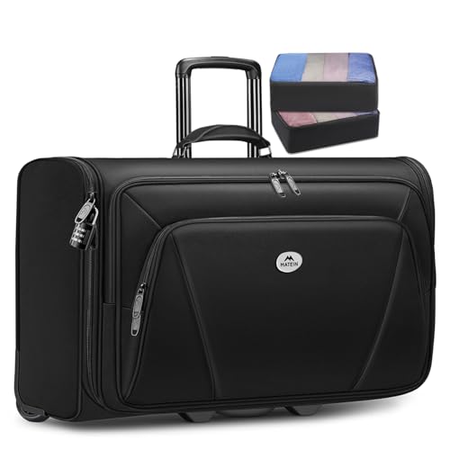 MATEIN Carry On Garment Bag with Wheels, Wheeled Garment Travel Suit Bag | For Airline Travel, 2 Packing Cubes, 22x14x9, Business 2 Wheel Luggage Suitcase, Fits 17.3" Laptop, For Men Women, Black - color: Black, size: Medium - Carry-On
