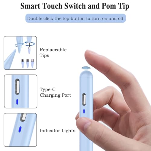 Universal Stylus Pen for iOS/Android,Drawing&Writing Rechargeable Touch Screen Pen Magnetic Tablet Stylus for iPhone/Samsung/XiaoMi/Huawei/Vivo/Lenovo and Other Android Device -Blue - color: Blue