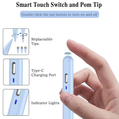 Universal Stylus Pen for iOS/Android,Drawing&Writing Rechargeable Touch Screen Pen Magnetic Tablet Stylus for iPhone/Samsung/XiaoMi/Huawei/Vivo/Lenovo and Other Android Device -Blue - color: Blue