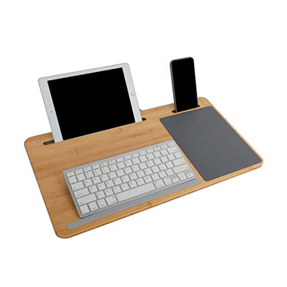SUMISKY Laptop Lap Desk with Cushion Protable LapDesk with Handle Tablet Support Phone Holder and Mouse Pad Oversized Bamboo Laptop Stand for Sofa Fits Up to 17 Inches - size: L(21.3"x11.8")