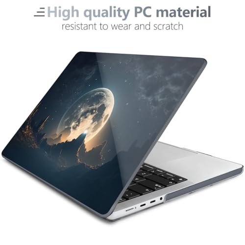 Batianda for MacBook Pro 16 Inch Case 2026-2021 Release M5 M4 M3 M2 M1 Pro/Max, 1.2mm Slim Creative Graphic Hard Shell Cover with Keyboard Cover, Screen Protector 4-in-1 Bundle, Moon in Sky - color: Moon in sky