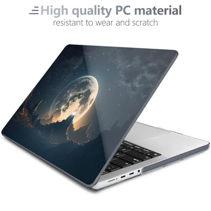 Batianda for MacBook Pro 16 Inch Case 2026-2021 Release M5 M4 M3 M2 M1 Pro/Max, 1.2mm Slim Creative Graphic Hard Shell Cover with Keyboard Cover, Screen Protector 4-in-1 Bundle, Moon in Sky - color: Moon in sky