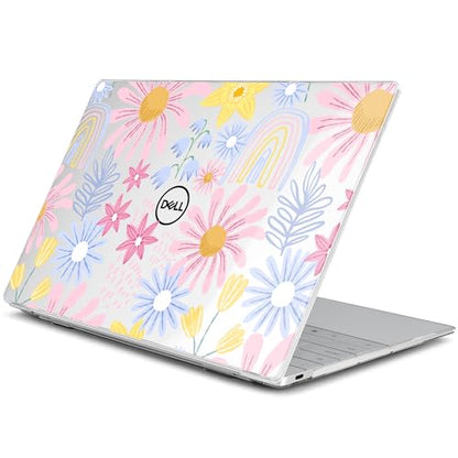 Batianda Retro Rainbow Case for Dell XPS 13 Laptop 2024 2025 | Fits Model 9340/9345/9350 13.4" Display, Lightweight Slim Hard Shell Protection for Women, Students and Floral Lovers - color: Sunflower