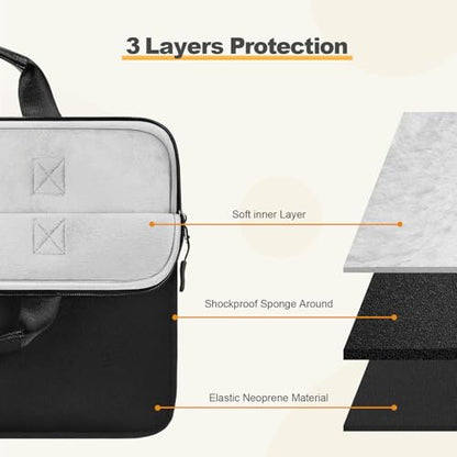 Laptop Case 13.3 inch,13-13.3 inch Laptop Sleeve Bag Compatible with MacBook Neo 13/Air 13 13.6/Pro 13/Pro 14,HP Dell ASUS Lenovo,Neoprene Computer Bag with Handle&Curved Pocket,Black - color: Black, size: 13.3 inch