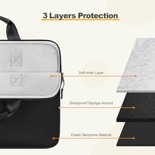 Laptop Case 16 inch,15-15.6 inch Laptop Sleeve Bag Compatible with MacBook Pro 16 M5 M4 M3 M2 M1,HP Dell Acer ASUS Lenovo Notebook,Neoprene Computer Bag with Handle&Curved Pocket, Black - color: Black, size: 16 inch