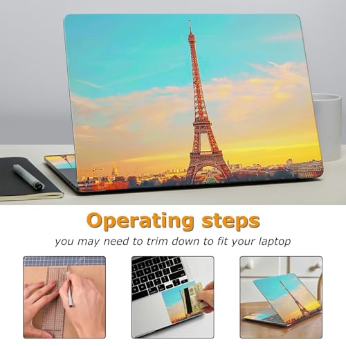 Universal Laptop Skin Sticker with 2 Wrist Pad Decals, 3-Piece Removable Vinyl Laptop Cover, Paris Tower Waterproof Anti-Scratch, Easy-Trim Fit for 13.3" 14" 15.6" Laptops - color: Paris Tower