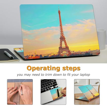 Universal Laptop Skin Sticker with 2 Wrist Pad Decals, 3-Piece Removable Vinyl Laptop Cover, Paris Tower Waterproof Anti-Scratch, Easy-Trim Fit for 13.3" 14" 15.6" Laptops - color: Paris Tower