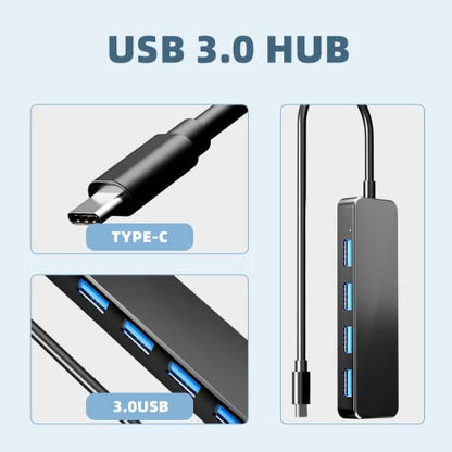 Eanetf 4-Port USB C Hub USB 3.0 Splitter for Mac iPad Dell | 4-port USB C to USB 3.0 hub, 5Gbps high-speed data, Plug and play no drivers, For laptop/PC/Mac/iPad/Chromebook,
