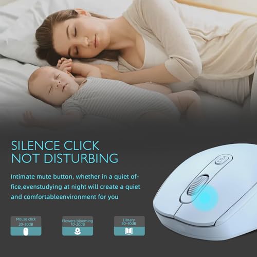 ONE-UP Wireless Mouse, 2.4G, Silent, USB Nano Receiver for Laptop, Chromebook, PC, Mac, Windows and School Work (Blue) - color: Blue