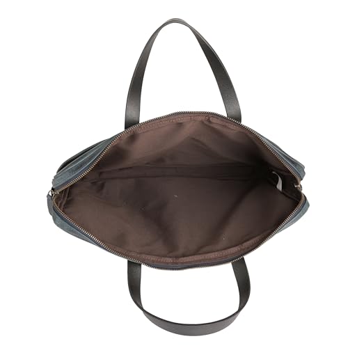 KomalC Leather Laptop Sleeve 15.5" with Trolley Strap, Fits up to 16" Laptop, Slim Office Bag with Shoulder Strap - color: Blue