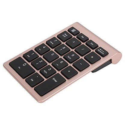 Keenso Number Pad, Wireless Numeric Keypad with Ergonomic Design, 22 Keys Portable Keyboard for Laptop Users, Compatible with and (Pink Gold) - color: Pink Gold