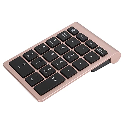 Keenso Number Pad, Wireless Numeric Keypad with Ergonomic Design, 22 Keys Portable Keyboard for Laptop Users, Compatible with and (Pink Gold) - color: Pink Gold