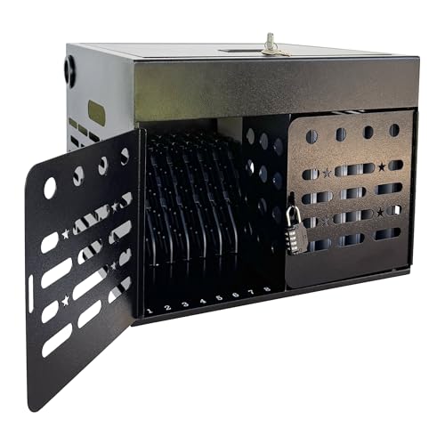 16-Device Laptop & Tablet Charging Cabinet with Combination Lock, Fully Assembled Metal Charging Station for Chromebooks, iPads & Devices Up to 15.6", Classroom & Office Storage Organizer - color: Black With 16-device Combo-lock Charging Cabinet