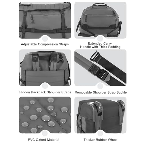 Rolling Duffle Bag with Wheels,86L 30”Carry on Luggage with Wheels,Folding Travel Bag,Duffle Backpack with Separate Shoe Compartment (Grey) - color: Grey