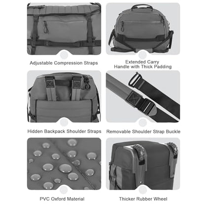 Rolling Duffle Bag with Wheels,86L 30”Carry on Luggage with Wheels,Folding Travel Bag,Duffle Backpack with Separate Shoe Compartment (Grey) - color: Grey