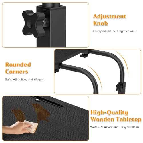 Overbed Table with Wheels, Adjustable Height and Length Bed Desk, Mobile Laptop for Bed, Recliner and Sofa, Rolling Hospital Tray Table for Adults and Seniors Black 100x40cm - color: Black 100x40cm