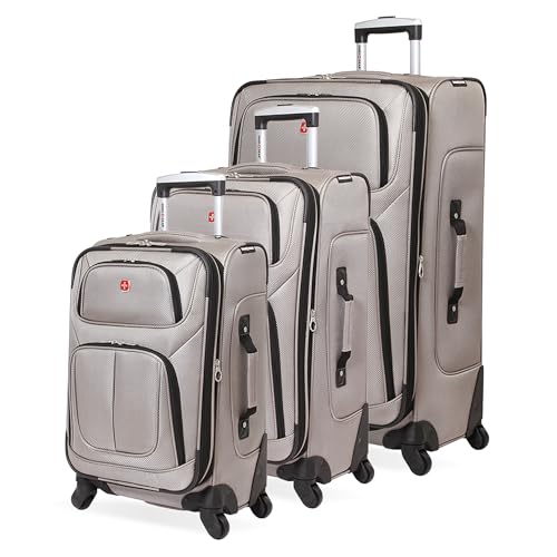 SwissGear Sion Softside Expandable Roller Luggage, Pewter, 3-Piece Set (21/25/29) - color: Pewter, size: 3-Piece Set (Carry-On/Medium/Large)