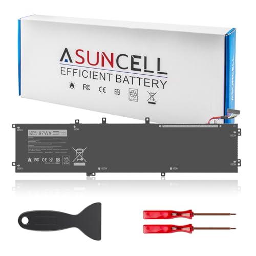 ASUNCELL 6GTPY 97WH Battery for Dell XPS 15 9550 9560 9570 7590 Precision 5510 5520 5530 5540 Vostro 7500 7590,Replacement 4GVGH GPM03 M2X4 5XJ28 05XJ28 5D91C 1P6KD P56F P56F001 P56F002 11.4V - size: 6GTPY 14.96 * 4.80 * 0.73 in