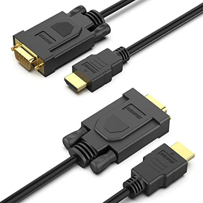 BENFEI 2 Pack HDMI to VGA 6 Feet Cable, Uni-Directional HDMI (Source) to VGA (Display) Cable (Male to Male) Compatible for Computer, Desktop, Laptop, PC, Monitor, Projector, HDTV, Raspberry Pi, Roku - size: 6 Feet, style: 2 PACK