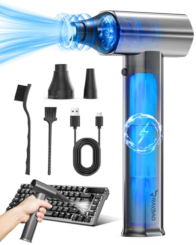Electric Air Duster, Brushless Powerful Motor, Blower for PC Keyboard, Car | Lightweight Compressed Air Duster, 4-Gear, Metal Body, Turbo Blower Blower Rechargeable for Electronics, Cleaning