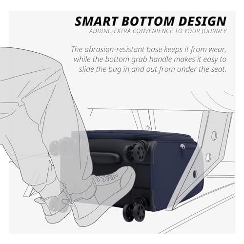 Verage Underseat Carry On Luggage with Wheels,14.5-Inch Plus Underseat | Personal Item Bag,Airline Approved, Laptop Compartment, USB Charging Port - color: Navy, size: 14.5-Inch Plus Underseat