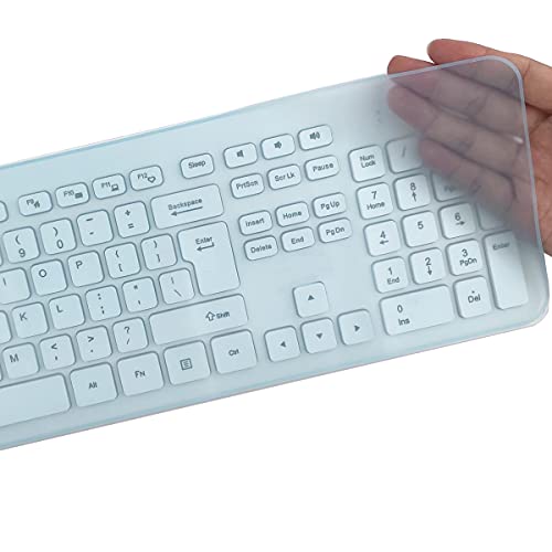 Universal Keyboard Cover Skin for Standard Size PC Computer Desktop Keyboards (17.52" x 5.51"), Clear Waterproof Anti-Dust Silicone-Blue - color: Blue, size: 17.52 x 5.51 Inch