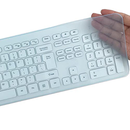 Universal Keyboard Cover Skin for Standard Size PC Computer Desktop Keyboards (17.52" x 5.51"), Clear Waterproof Anti-Dust Silicone-Blue - color: Blue, size: 17.52 x 5.51 Inch