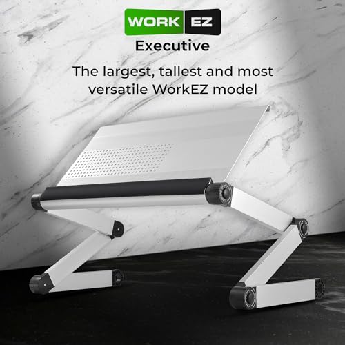 Uncaged Ergonomics WorkEZ Executive Adjustable Laptop Stand for Desk, Adjustable Height Foldable Aluminum Computer Stand, Cooling Laptop Holder, Notebook Computer Riser for Desk, Silver - color: Silver