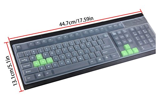Clear Desktop Computer Keyboard Cover Skin for PC 104/107 Keys Standard Keyboard, Anti Dust Waterproof Keyboard Protector Skin