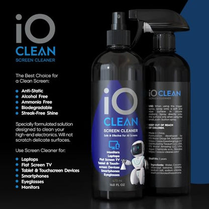 Screen Cleaner Spray (16oz + mini Cleaner) – Best Large Cleaning Kit for | LCD LED OLED TV, Smartphone, iPad, Laptop, Touchscreen, Computer Monitor, Electronic Devices, Microfiber Cloth and 2 Nozzles - size: 16 Fl Oz + 0.3 Fl Oz