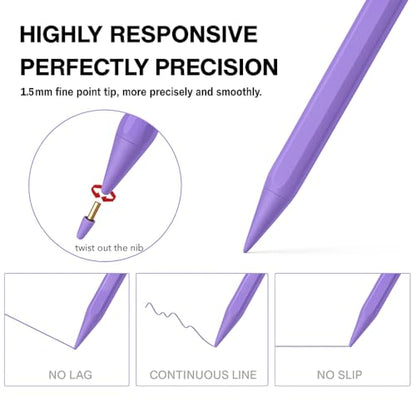 Pencil for iPad 11th/10th,2018-2025 Fast Charge Stylus Pen Palm Rejection Tilt Sensitivity Apple Pencil for iPad A16/11/10/9/8/7/6th,Pro 12.9"/11"/13" M5/M4,Air M3/M2/5/4,Mini A17/6th/5th-Purple - color: Purple