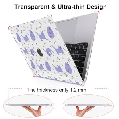 Compatible with 2021 2020 2019 2018 MacBook Air 13 inch Case M1 A2337 A2179 A1932 Touch ID, Crystal Clear Pattern Plastic Hard Shell Case for MacBook Air 13 inch M1 2021, Cute Cat & Fish - color: Cute Cat & Fish