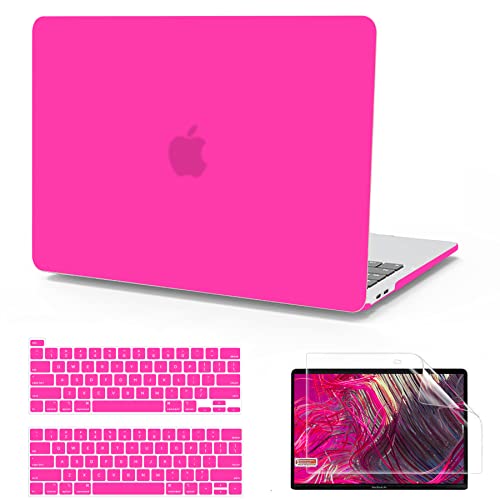 Anban Compatible with MacBook Pro 13 inch Case M2 M1 2025 2024 2023-2016 | Model A2338 A2251 A2289 A2159 A1989 A1708 A1706, Plastic Laptop Hard Shell Case & Keyboard Cover & Screen Protector, Hot Pink - color: Hot Pink