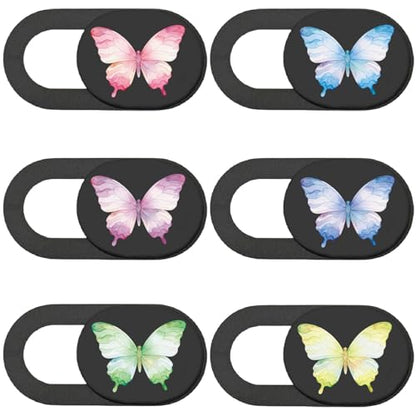 6Pcs 6 Styles Laptop Camera Cover Slide Butterfly Webcam Privacy Cover Cute Ultra-Slim Camera Blocker for Laptop Desktop Computer Tablet Phone Notebook Mini PC Accessories Home Office Use - color: Butterfly-1