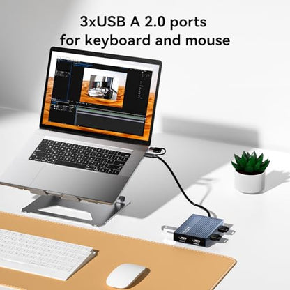 ACASIS USB C to Dual HDMI DisplayLink Adapter for Mac M1/M2/M3/M4/Windows | USB C DisplayLink Docking Station with 2HDMI 4K@60Hz, 3USB-A Ports, 100W PD Charging ,USB A/C to Dual Monitor,Grey - color: Gray