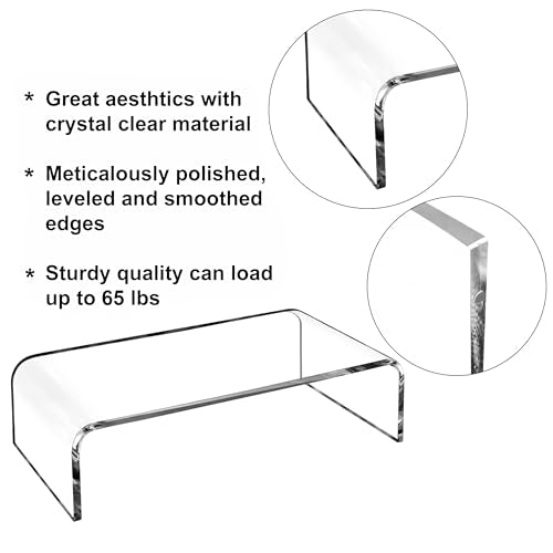 AMT Premium Acrylic Clear Monitor Stand Laptop/PC/Multimedia Monitor Riser for Home Office