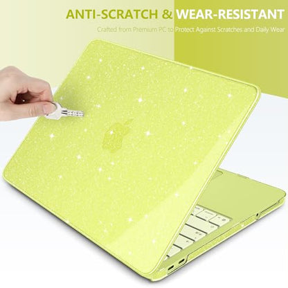 DONGKE Glitter Case for MacBook Neo 13 Inch 2026 (Model A3404 | A18 Pro Chip) | Clear Sparkly Hard Shell Cover with Screen Protector | Keyboard Cover & 2 USB-C Adapters - Bling Citrus - color: Bling Citrus